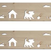 Rausfallschutz aus Holz mit HUNDS Motiv , Bettgitter für Kinderbett (100 cm breit) Bild 3