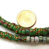 Aja Perlen Strang - alte venezianische Glasperlen aus dem Afrikahandel - Aja Scheiben grün Bild 5