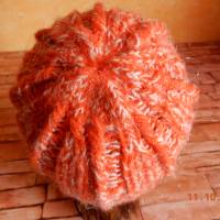 Handgestrickte warme  orangene Mütze,Mütze für Alle, Bild 2