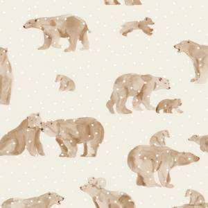 ab 50cm Bärenfamilie beige Watercolor - Aquarell Druckstoff Bild 1