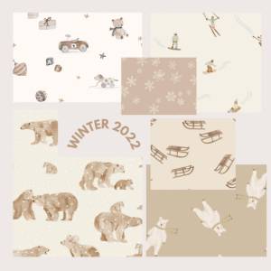 ab 50cm Bärenfamilie beige Watercolor - Aquarell Druckstoff Bild 3