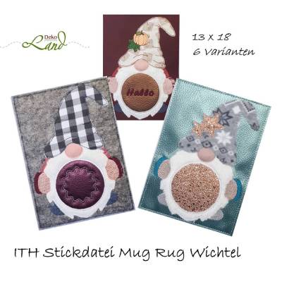 ITH Stickdatei Mugrug 13x18 – Wichtel Mug Rug Untersetzer mit Anleitung