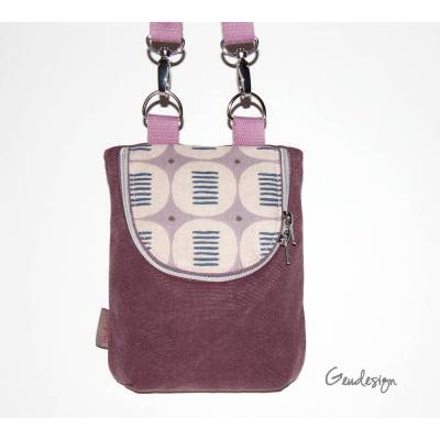 Umhängetasche, Crossbodybag "Lise" aus Canvas mit Reißverschluss, aubergine