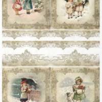 Mädchen im Schnee - R1307 43 - Faserpapier - Reispapier - Decoupage - Motivpapier  - Serviettentechnik Bild 1