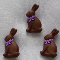Dress it up  Knöpfe  Schokoladen Hase  (3 Stück)   Chocolate Bunny Buttons Bild 1