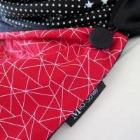 Schal Damen Wickelschal mit Knopf Fleece rot schwarz Bild 2