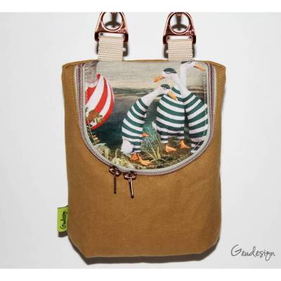 Umhängetasche, Crossbodybag "Lise" aus Canvas mit Reißverschluss, curry