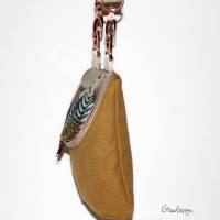 Umhängetasche, Crossbodybag "Lise" aus Canvas mit Reißverschluss, curry Bild 2