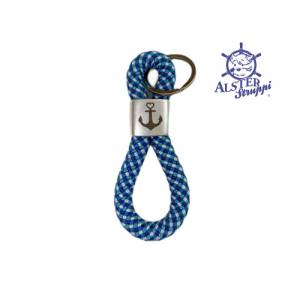Schlüsselanhänger handgefertigt der Marke AlsterStruppi, blau, weiß, Glaube, Liebe Hoffnung Symbol Bild 1