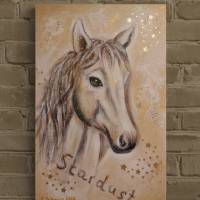 STARDUST - Pferdebild mit Sternen und Glitter 40cmx60cm auf Leinwand Bild 1