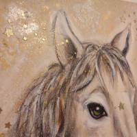 STARDUST - Pferdebild mit Sternen und Glitter 40cmx60cm auf Leinwand Bild 10