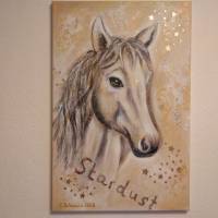 STARDUST - Pferdebild mit Sternen und Glitter 40cmx60cm auf Leinwand Bild 7