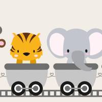 Kinderbordüre: Dschungeltiere fahren Eisenbahn - optional selbstklebend - 15 cm Höhe Bild 10
