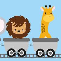 Kinderbordüre: Dschungeltiere fahren Eisenbahn - optional selbstklebend - 15 cm Höhe Bild 9