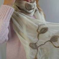 Damenschal aus Wolle und Seide (Chiffon), besonders und einmaliges Tuch für den Sommer und Winter Bild 2