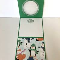 LED-Teelicht Weihnachtskarte  mit geprägtem Kreis, grün zum Aufstellen,Handarbeit, Kinderkarte Bild 2