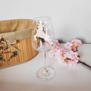 Personalisiertes Weinglas mit Gravur Rentier | Longdrink Gläser mit Wunschgravur | Gravierte Rotwein- und Weißweingläser Bild 1