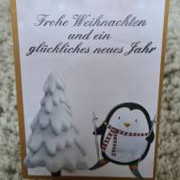 Pinguin auf Ski - Frohe Weihnachten -  Weihnachtskarte Bild 1