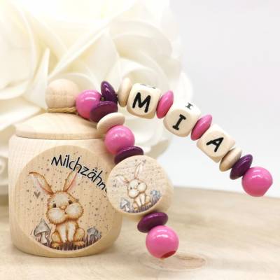 Zahndose mit Name Hase Mädchen Milchzahndose Geschenkidee