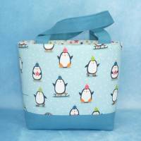 Tasche für Kinder mit goldigen Pinguinen, gefüttert | Kindergartentasche | Kita Tasche | Stofftasche | Nikolaustasche Bild 1
