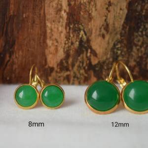 Kette Jade grün, Goldkette mit grünem Stein, grüne Jade Anhänger, Jade Halskette, Cabochon, rund, grün Edelstein Kette, Bild 5