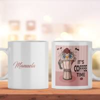 Personalisierte Keramiktasse für Kaffee- und Teeliebhaber | Tasse mit Namen und Eulen Motiv | Geschenkidee Bild 1