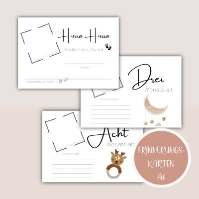 Meilensteinkarten, Erinnerungskarten - Monatskarten Baby