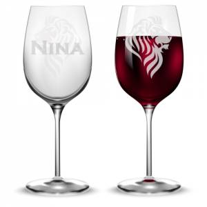 Personalisiertes Weinglas mit Name und Löwe Motiv | Trinkglas mit Namen | Geschenke mit Wunschgravur Bild 2