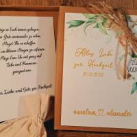 Personalisiertes Hochzeitgeschenk, Geldgeschenk mit Namen und Datum zur Hochzeit, Geschenkverpackung Brautpaar floral Bild 1
