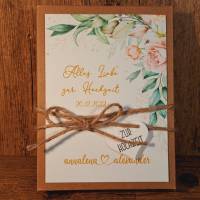 Personalisiertes Hochzeitgeschenk, Geldgeschenk mit Namen und Datum zur Hochzeit, Geschenkverpackung Brautpaar floral Bild 2