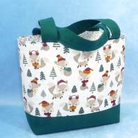 Kinder-Tasche mit süßen Winterfüchsen, gefüttert | Kindergartentasche | Kita Tasche | Stofftasche Bild 2