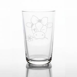 Personalisiertes Trinkglas für Kinder mit Namen und Motiv | Kinderglas mit Gravur | Kindergeschirr Kuh Bauernhof Bild 3