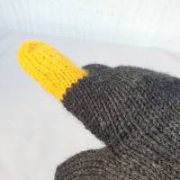 Originelle Fingerhandschuhe mit frechem Zeigefinger in Gelb handgestrickt Größe M ➜ Bild 5