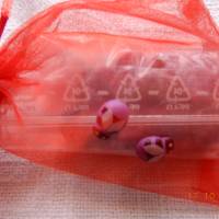 Perlen-Set - 18 flache lilafarbene Kunststoffperlen im Säckchen,Schmuckherstellung, Bild 5