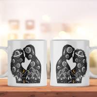 Bedruckte Keramiktasse Pärchen für Kaffee- und Teeliebhaber | spülmaschinenfeste Tasse mit Motiv | Geschenkidee für Paar Bild 1