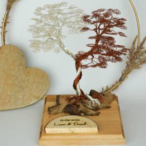 Jubiläum Geschenk aus Holz und Draht - Hochzeitsgeschenk personalisierbar und einzigartig - außergewöhnliche Dekoration Bild 1