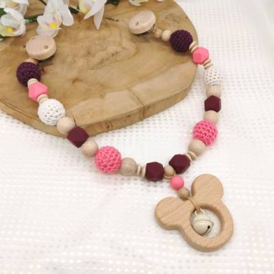 Kinderwagenkette Mädchen Weinrot Maus Wagenkette 