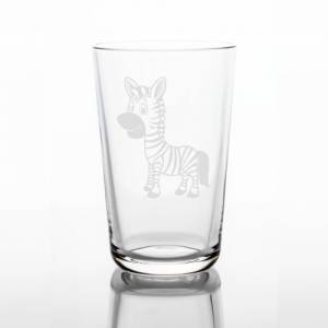 Personalisiertes Trinkglas für Kinder mit Namen und Motiv | Kinderglas mit Gravur | Kindergeschirr Zebra Bild 3