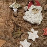 Baumschmuck, Weihnachtsmann, Keramik, Geschenkanhänger, getöpferte Unikate, Handmade, 10 er Set Bild 3