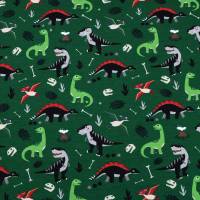 Jersey Baumwolljersey Stoff "Coole Dinos" auf grün Bild 1
