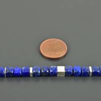 Lapislazulikette aus Würfeln mit 925er Silber, Halskette dunkelblau facettiert Würfel Sterling Silber Würfelkette Bild 7