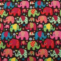 Jersey Baumwolljersey Stoff "Glückliche Elefanten" braun-pink-bunt Bild 1