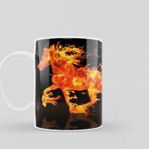 Kaffeetasse mit Pferde und Flammen Motiv, bedruckte Tasse als perfekte Geschenkidee, spülmaschinenfeste Tasse Bild 2