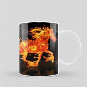 Kaffeetasse mit Pferde und Flammen Motiv, bedruckte Tasse als perfekte Geschenkidee, spülmaschinenfeste Tasse Bild 3