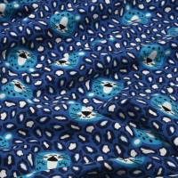 Jersey Baumwolljersey Stoff "Kleiner Leo" im Leopardenmuster jeansblau Bild 1
