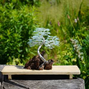 Drahtbaum, Bonsai Dekoration für Wohnzimmer, Deko Bonsai mit Blättern, Geschenkidee Baum Bonsai Bild 1