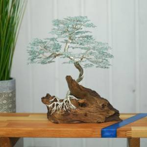 Drahtbaum, Bonsai Dekoration für Wohnzimmer, Deko Bonsai mit Blättern, Geschenkidee Baum Bonsai Bild 4
