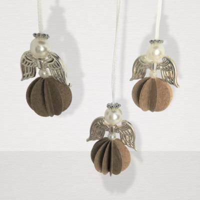 Set mit 3 Papierkugel Engel zum Aufhängen, Papierengel, Schutzengel, Glücksbringer, Viel Glück