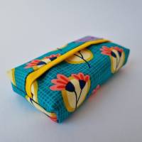 Taschentüchertasche "TaTüTa petrol-gelb-rot BLUMEN" aus Baumwollstoff genäht, von he-ART by helen hesse Bild 2