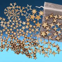 Streudeko Sterne und Schneeflocken aus Holz in verschiedenen Größen für Weihnachten, Dekoration, Karten basteln Bild 4